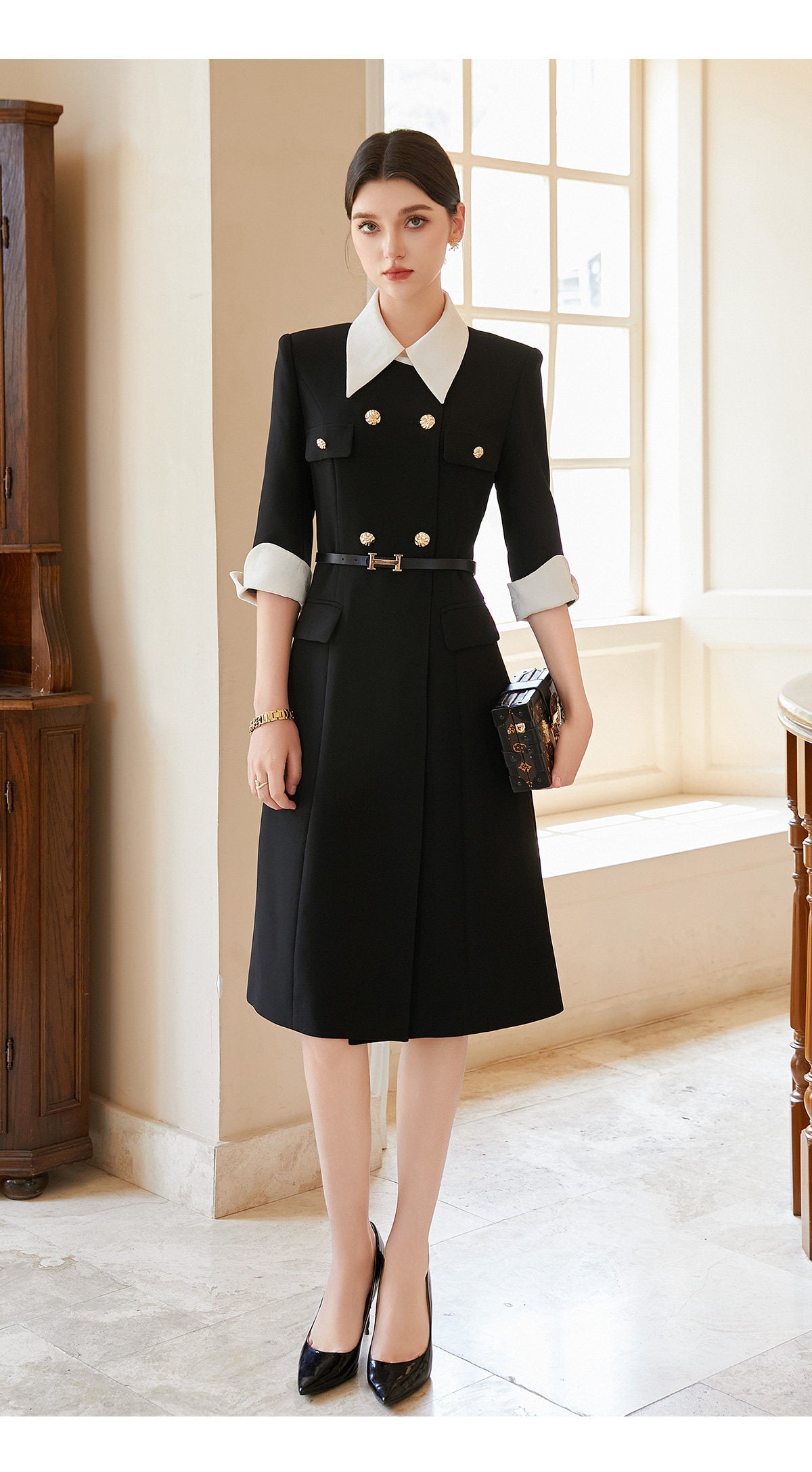 Temperament contrast color professional suit skirt