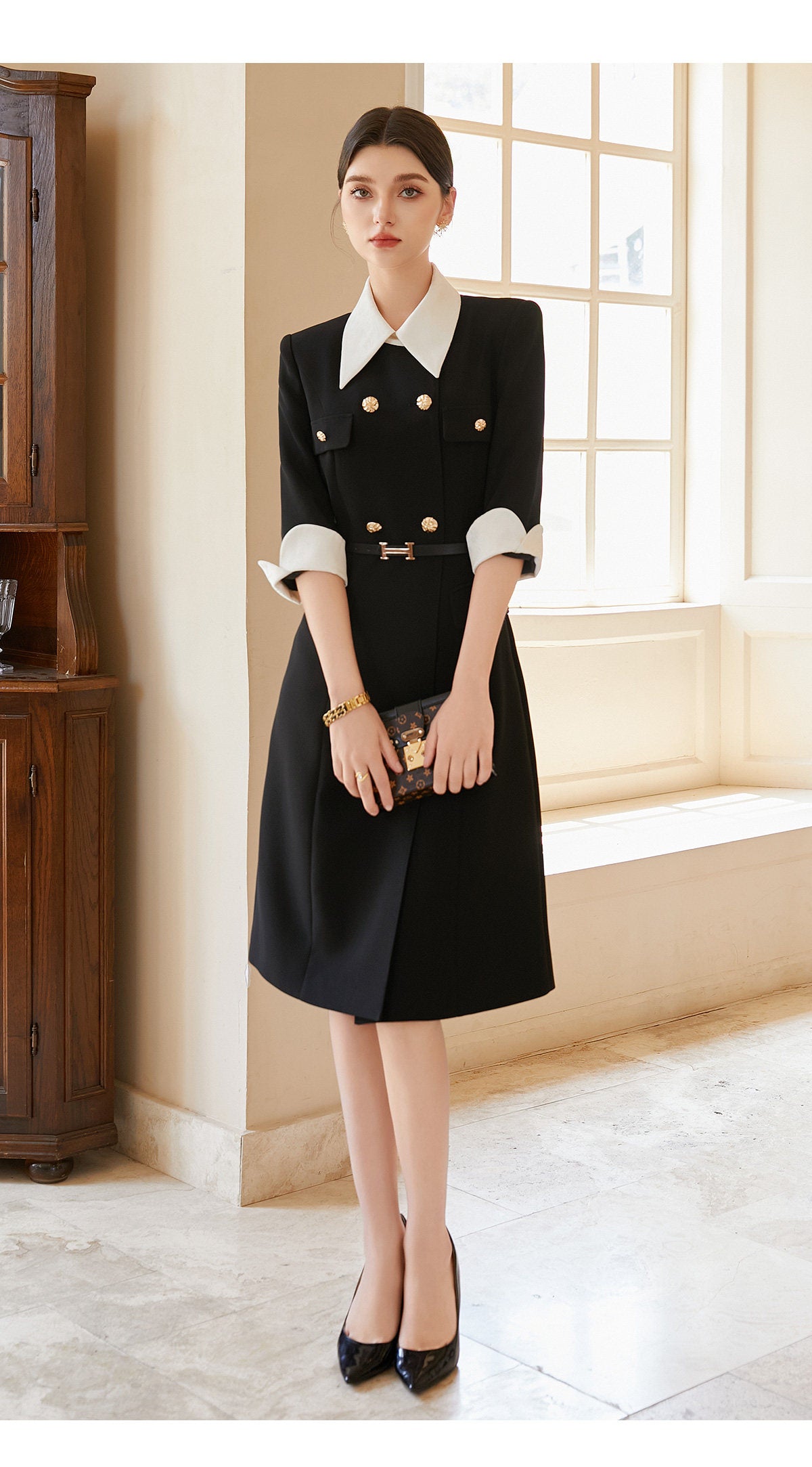 Temperament contrast color professional suit skirt