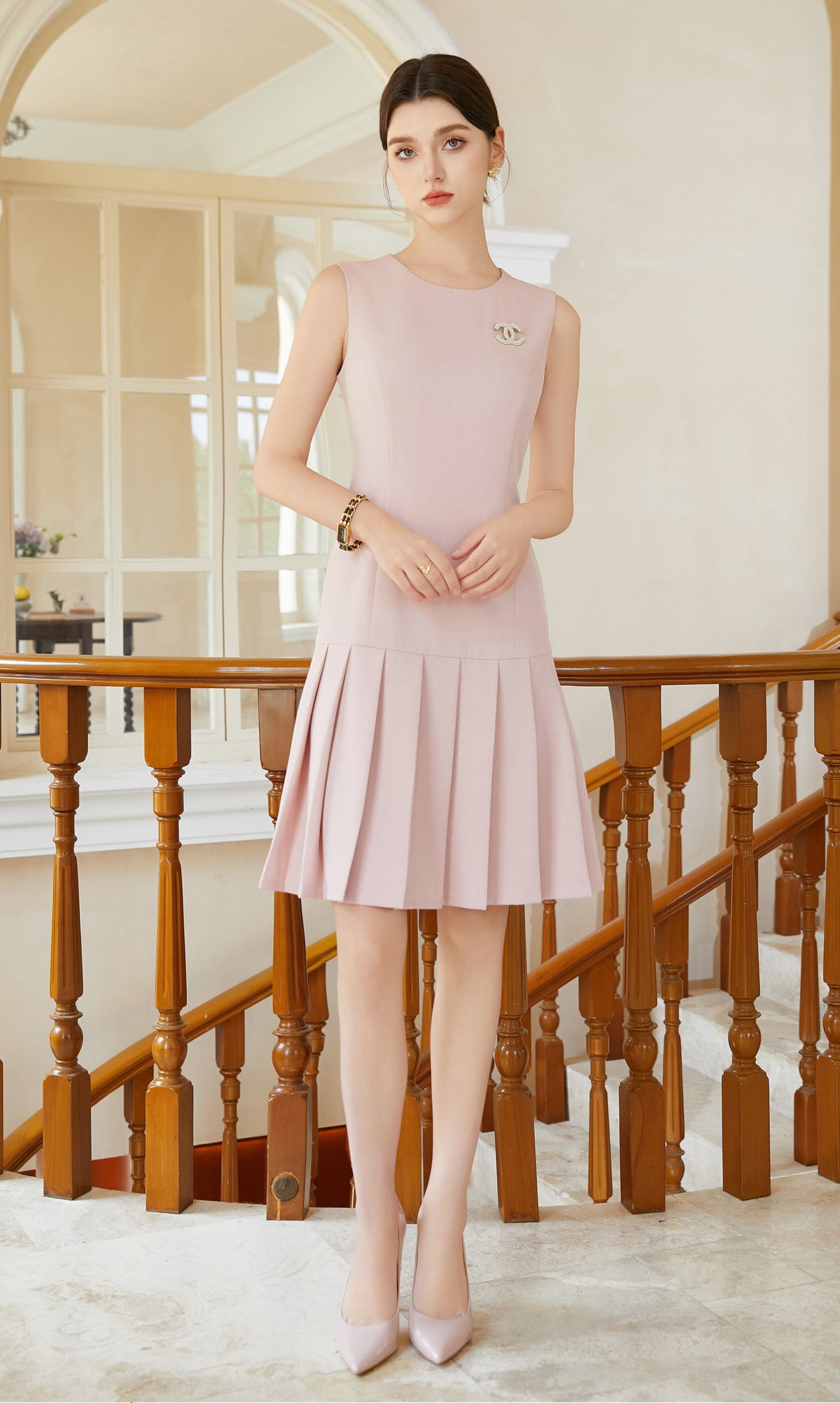 High-end inner vest skirt mid-length pleated skirt