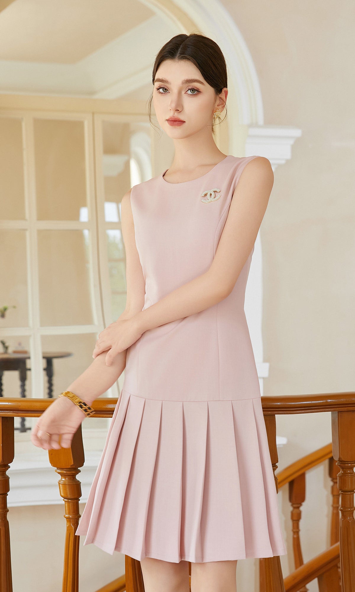 High-end inner vest skirt mid-length pleated skirt