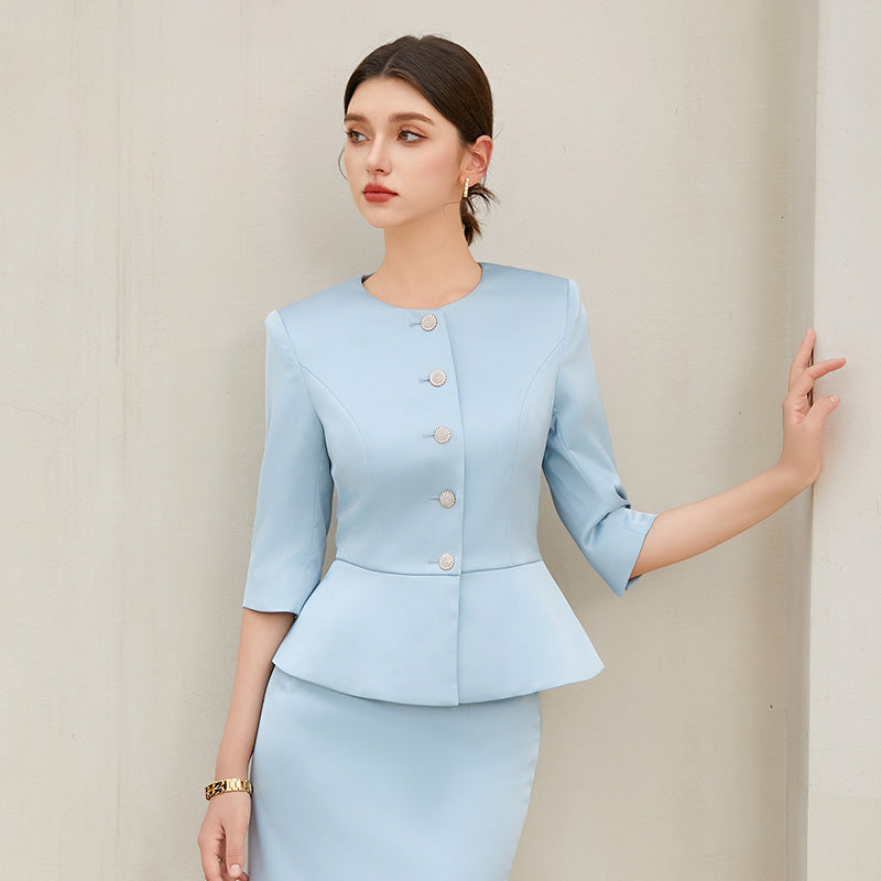 Professional suit skirt temperament mid-sleeve top hip skirt