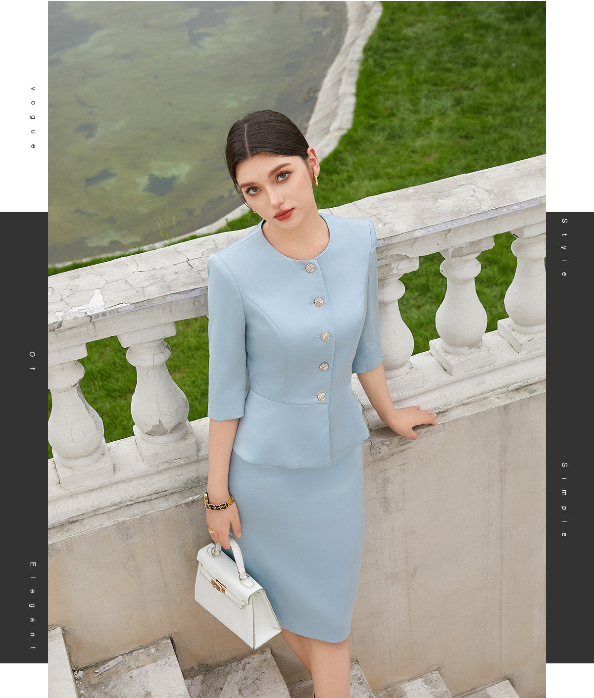 Professional suit skirt temperament mid-sleeve top hip skirt