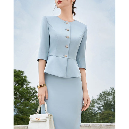 Professional suit skirt temperament mid-sleeve top hip skirt