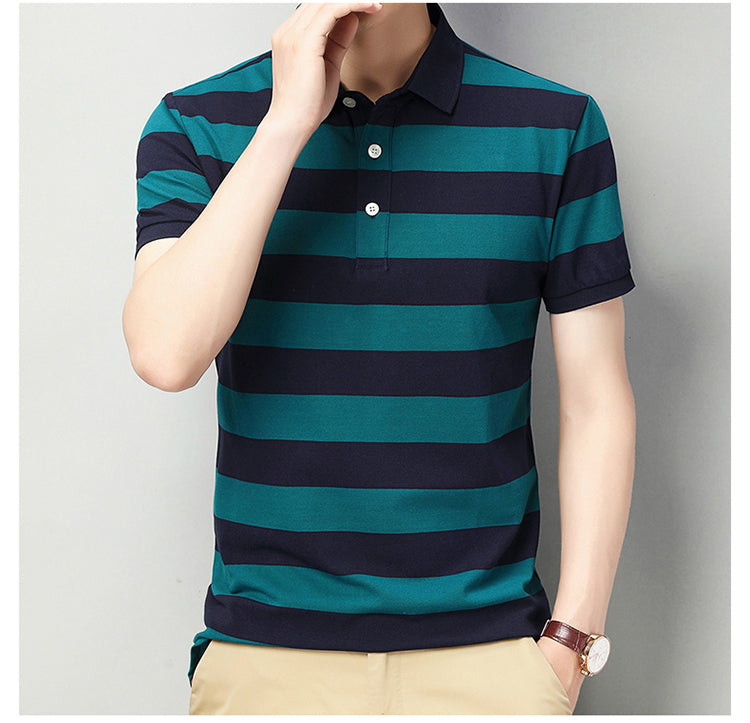 Men's short sleeve striped polo shirt