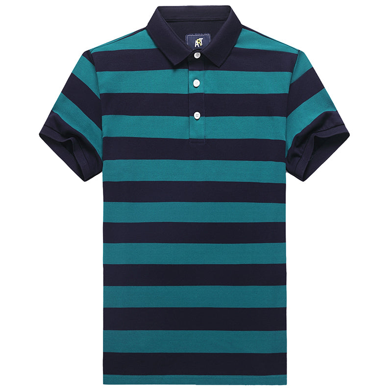 Men's short sleeve striped polo shirt