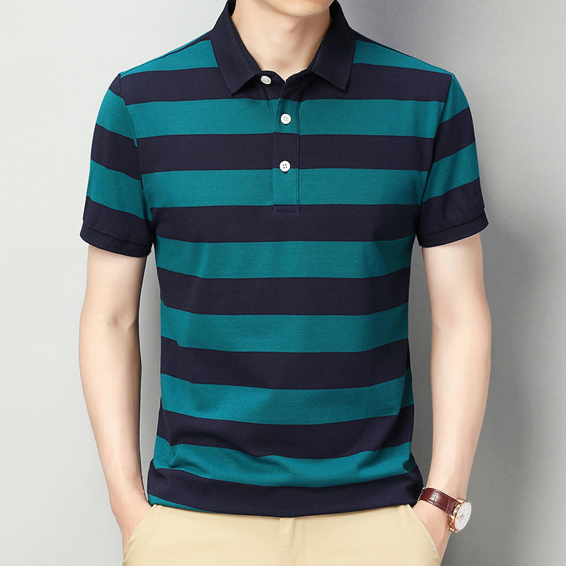 Men's short sleeve striped polo shirt