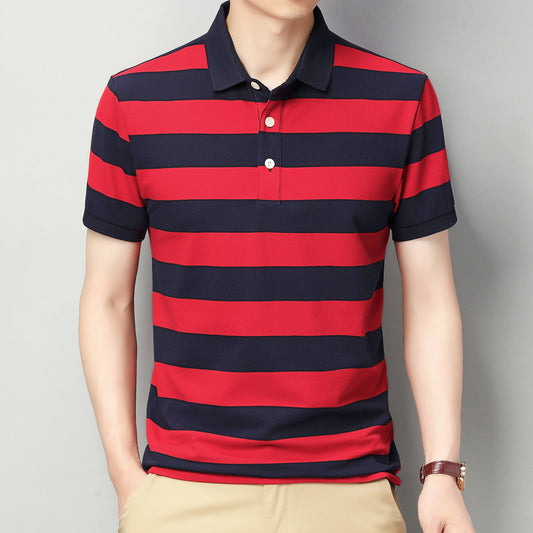 Men's short sleeve striped polo shirt