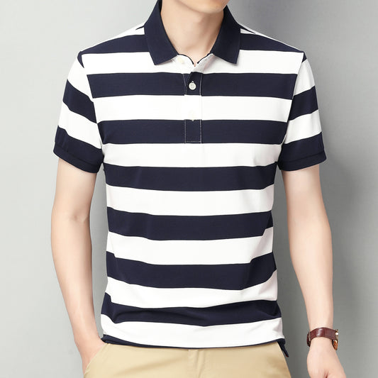 Men's short sleeve striped polo shirt