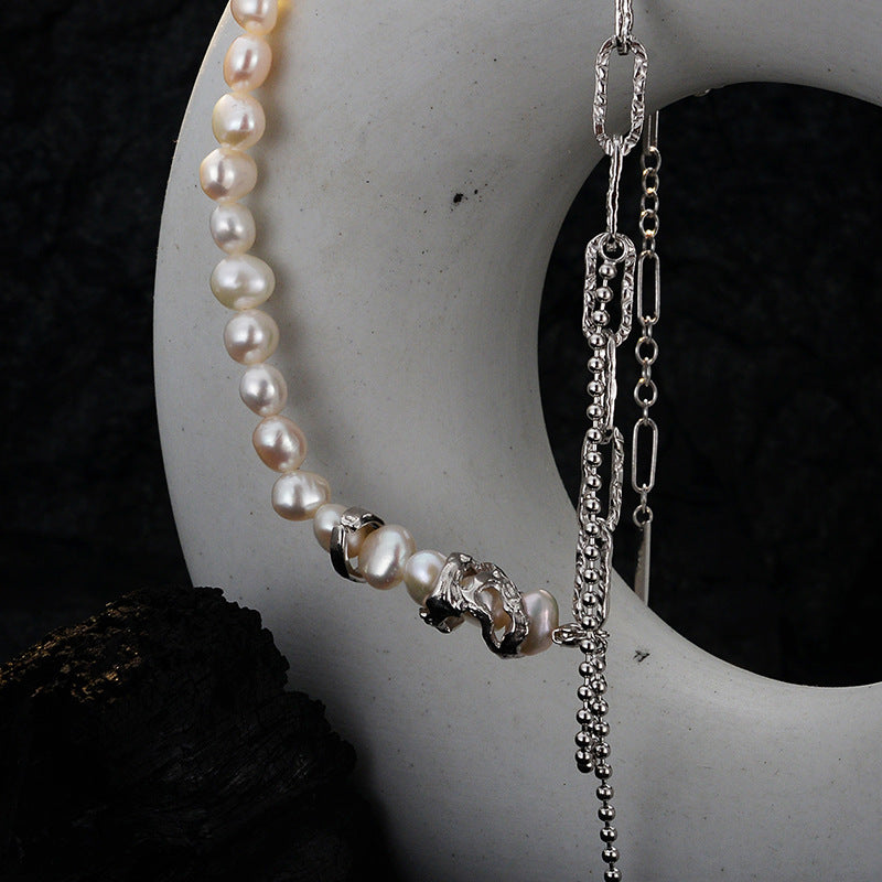 Natural Pearl Sterling Silver Necklace