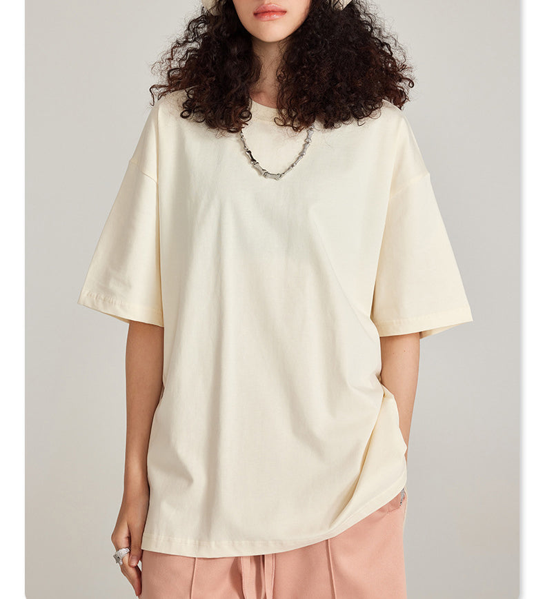 Solid color loose short sleeve T-shirt