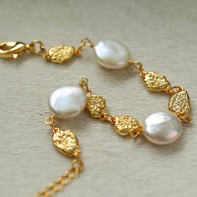 Gold Coin Pearl Bracelet Female