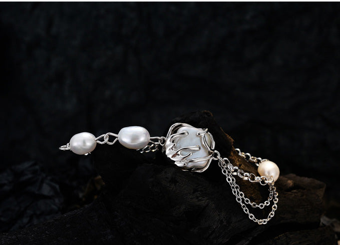 Square Natural Pearl Sterling Silver Bracelet