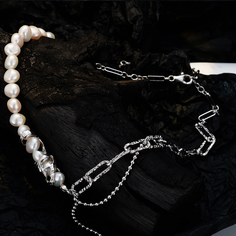 Natural Pearl Sterling Silver Necklace