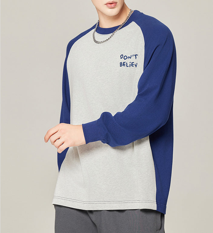 Couple's Contrast Color Raglan Long Sleeve T-Shirt