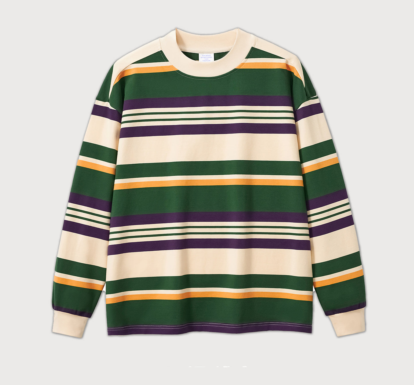 Pure cotton long-sleeved striped T-shirt