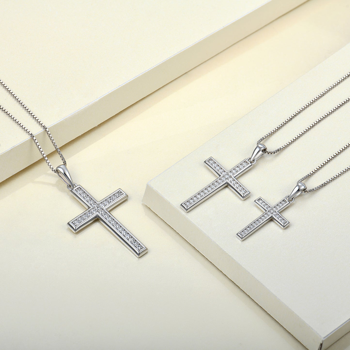 Sterling Silver Inlaid Zircon Cross Pendant