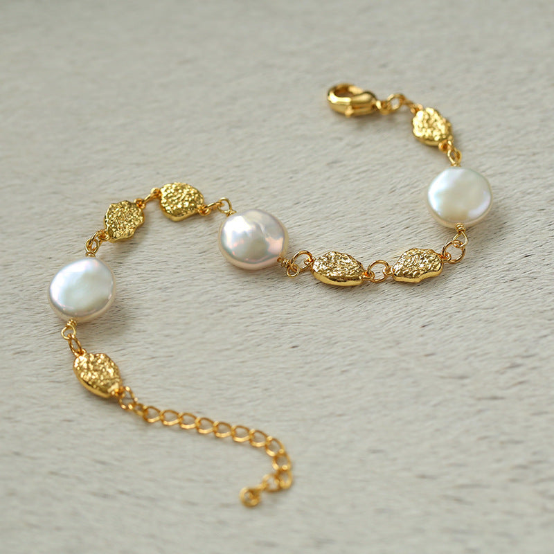 Gold Coin Pearl Bracelet Female