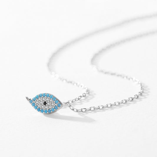 Sterling Silver Devil's Eye Necklace Female turquoise Blue Eye Collar Chain