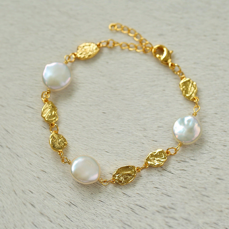 Gold Coin Pearl Bracelet Female