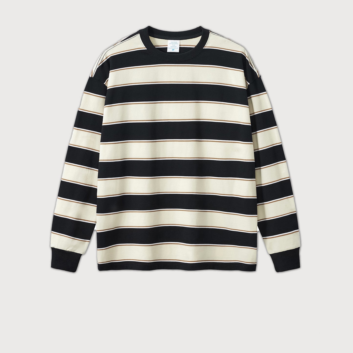 Pure cotton long sleeve striped T-shirt for men