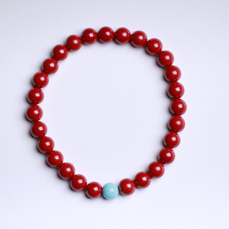 Vermilion bracelet with natural turquoise jewelry for men's and women's