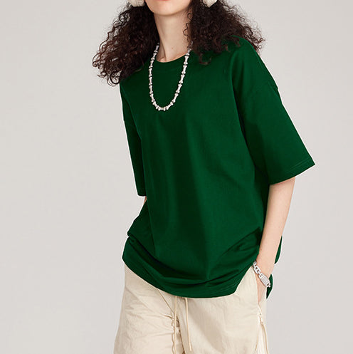 Solid color loose short sleeve T-shirt