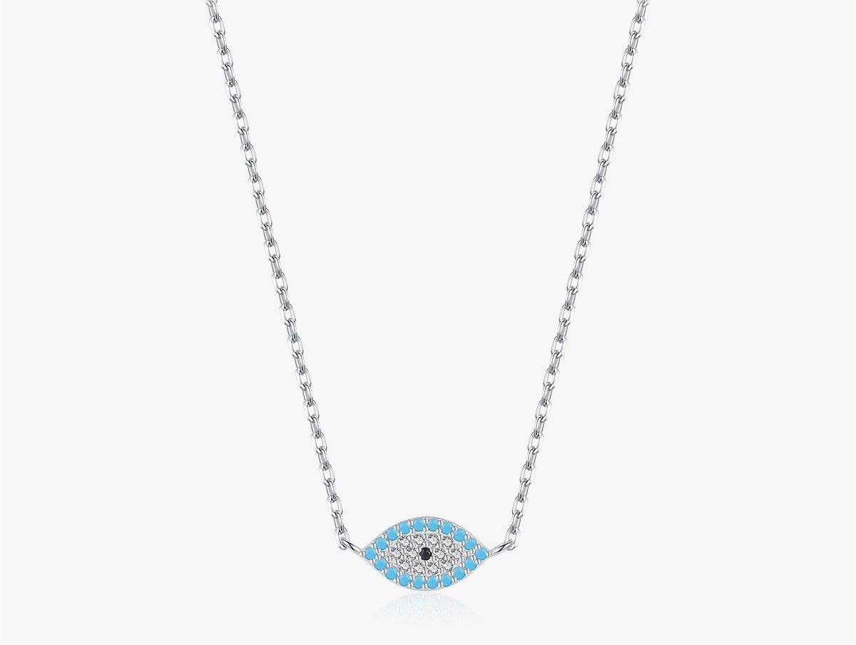 Sterling Silver Devil's Eye Necklace Female turquoise Blue Eye Collar Chain