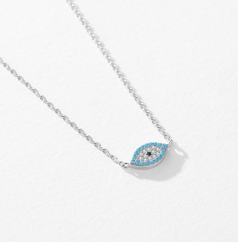 Sterling Silver Devil's Eye Necklace Female turquoise Blue Eye Collar Chain