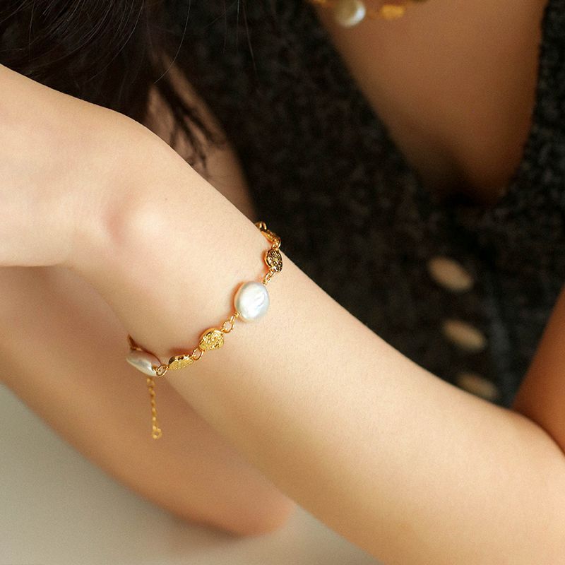 Gold Coin Pearl Bracelet Female