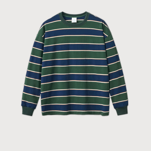 Pure cotton long sleeve striped T-shirt for men