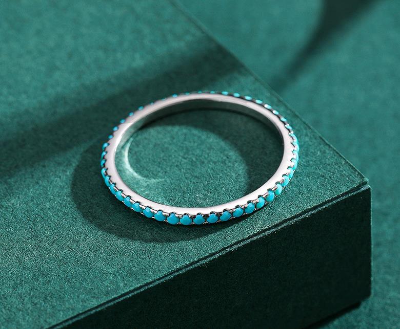 Sterling Silver turquoise Overlapped Thin Ring