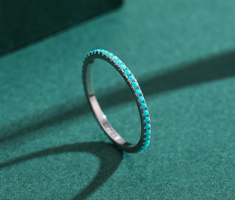 Sterling Silver turquoise Overlapped Thin Ring