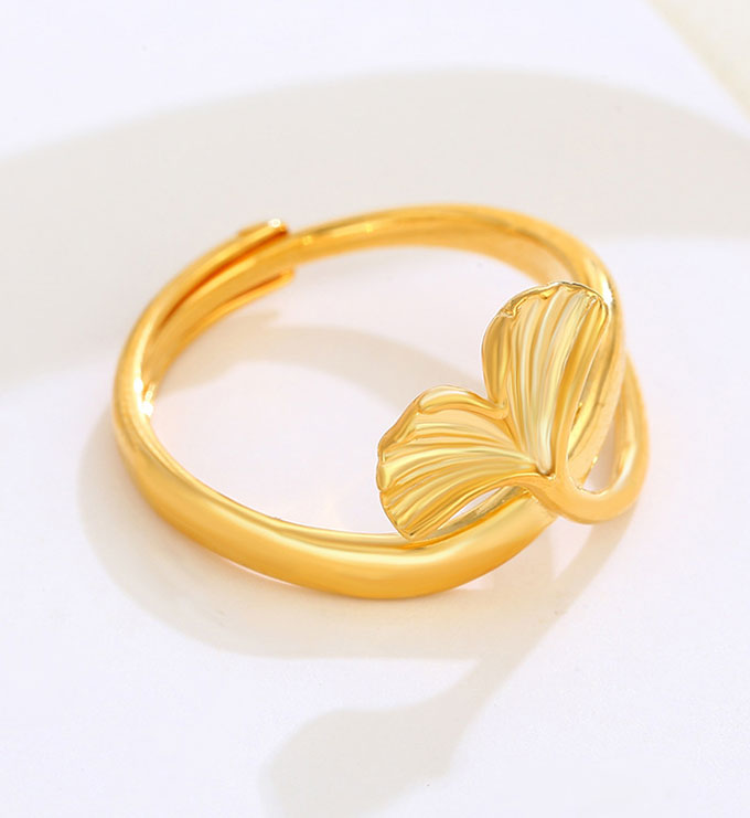 Ginkgo leaf ring-golden