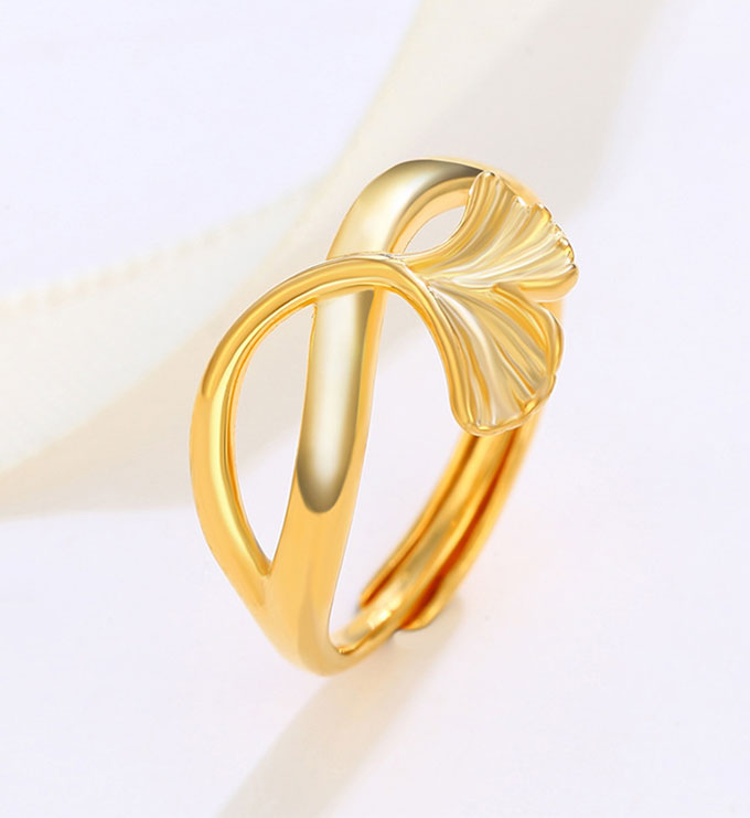 Ginkgo leaf ring-golden