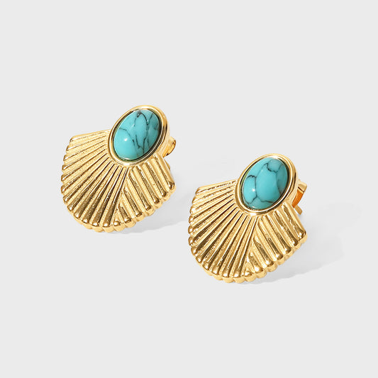 Gold-plated scallop earrings