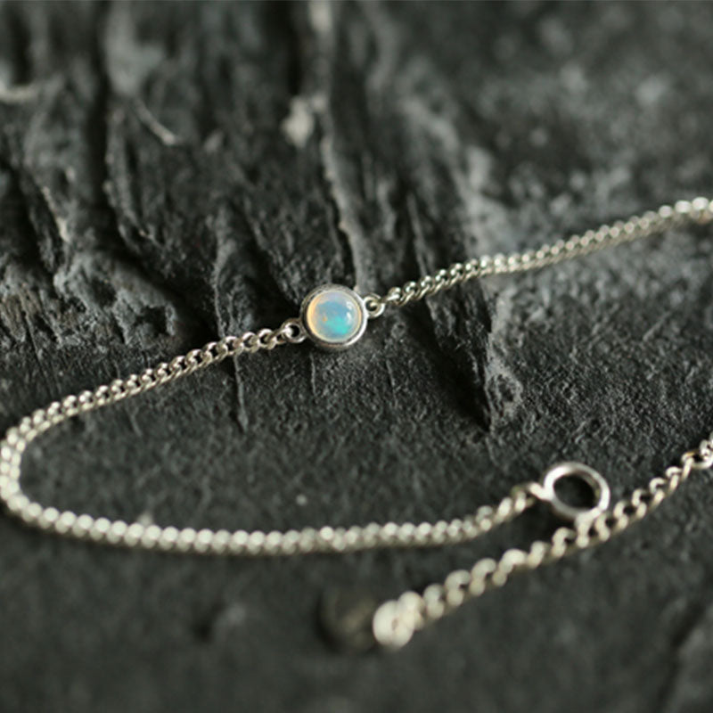 Natural Opal Inlaid Sterling Silver Bracelet