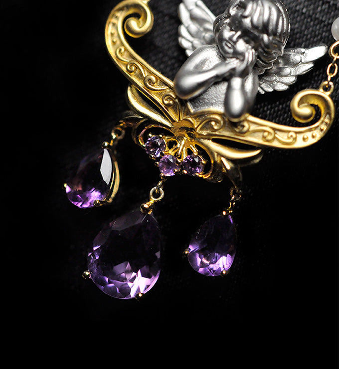 Angel Necklace-Natural Amethyst