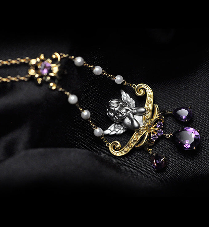 Angel Necklace-Natural Amethyst