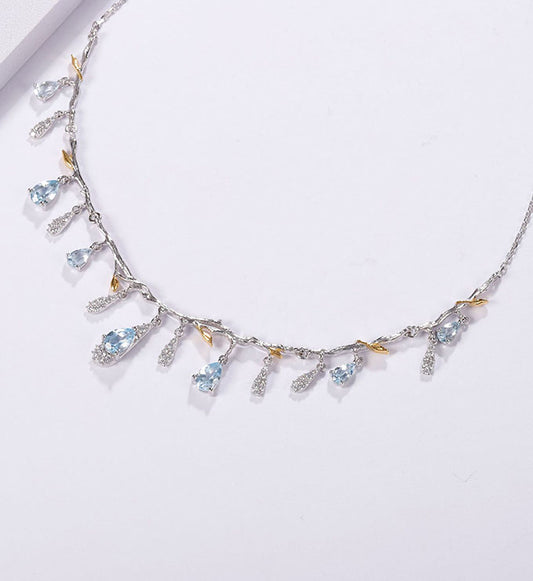 Natural Sky Blue Topaz Necklace