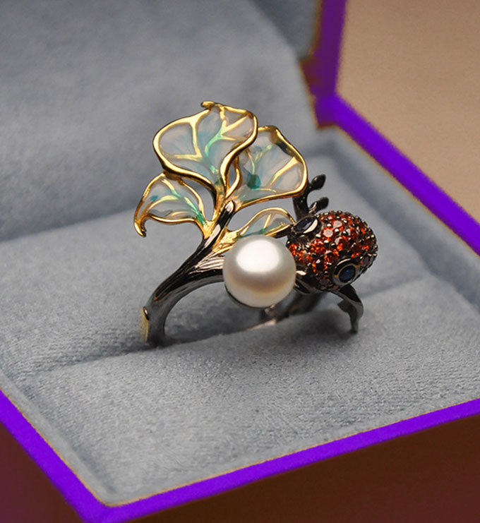 Fish Ring- Natural Pearl-gems