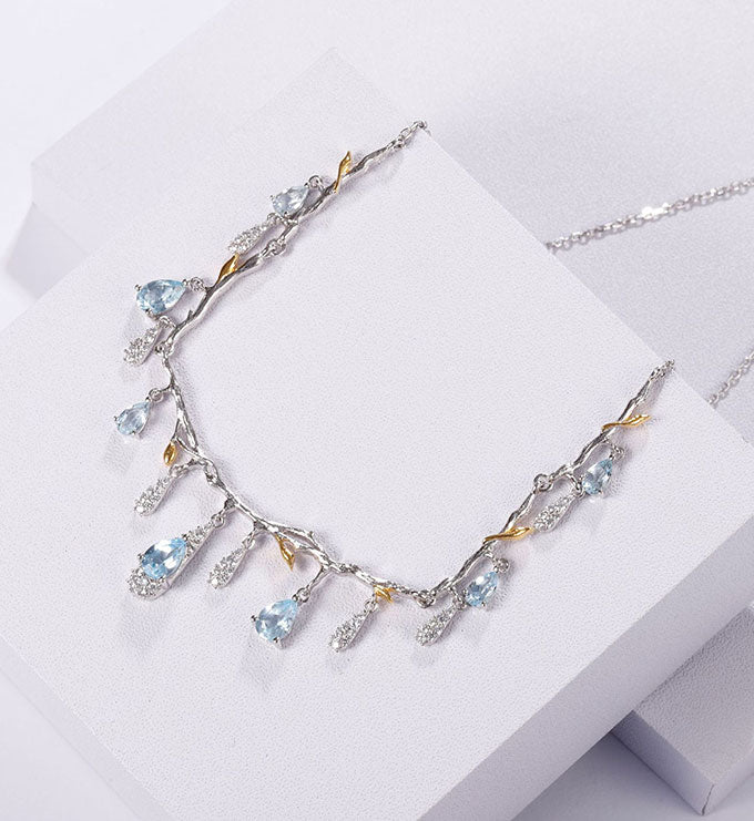 Natural Sky Blue Topaz Necklace