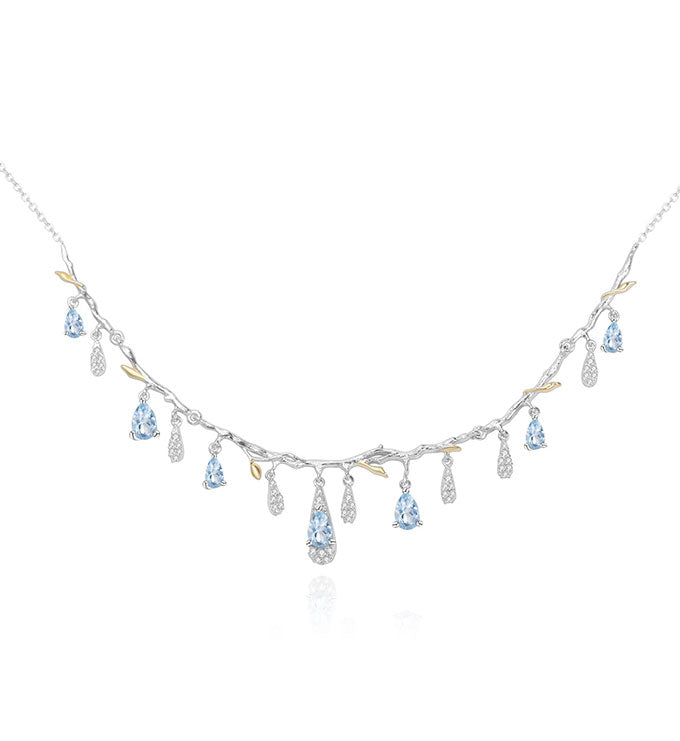 Natural Sky Blue Topaz Necklace