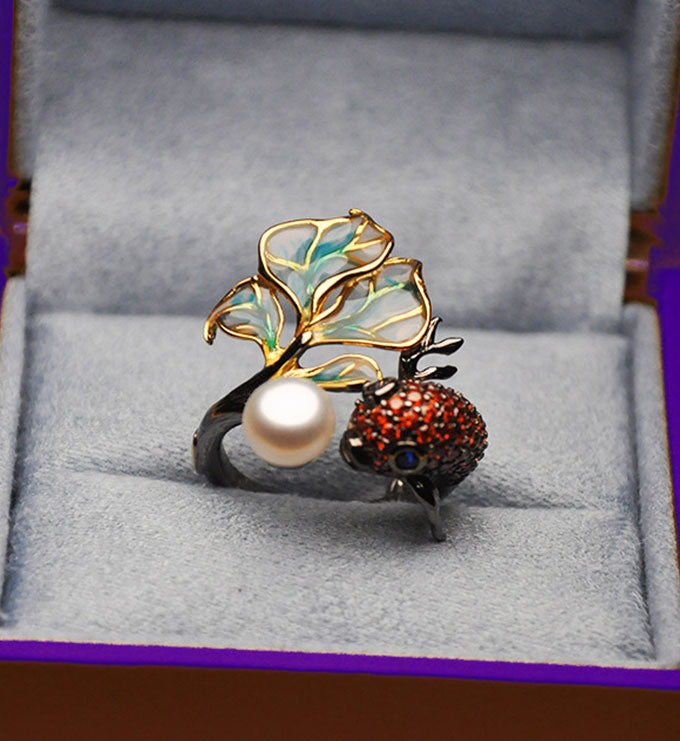 Fish Ring- Natural Pearl-gems