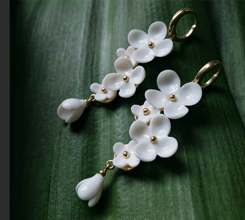 Handmade ceramic  pendant earrings