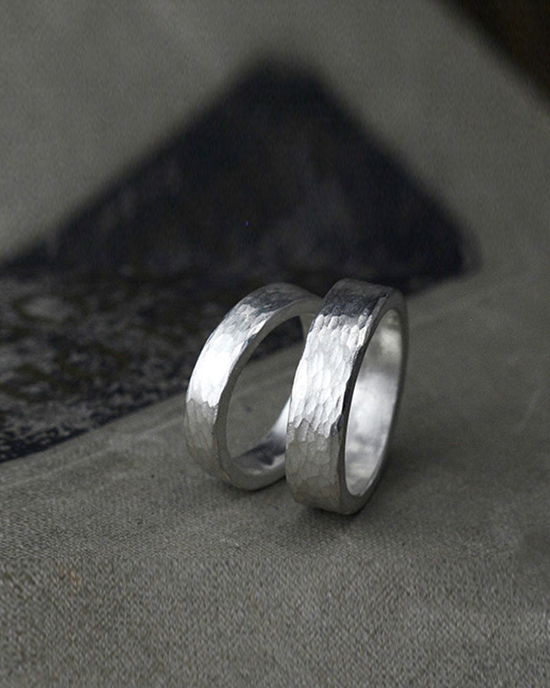 Hammer Thickened Sterling Silver Ring