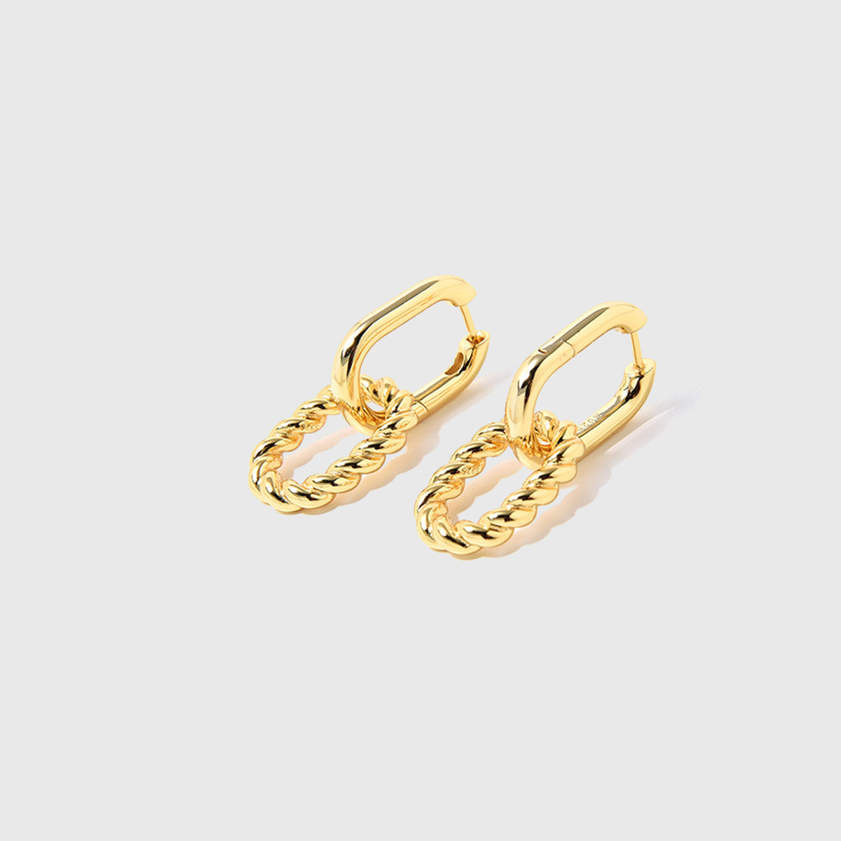 Gold Plated Double Ring Buckle Earrings