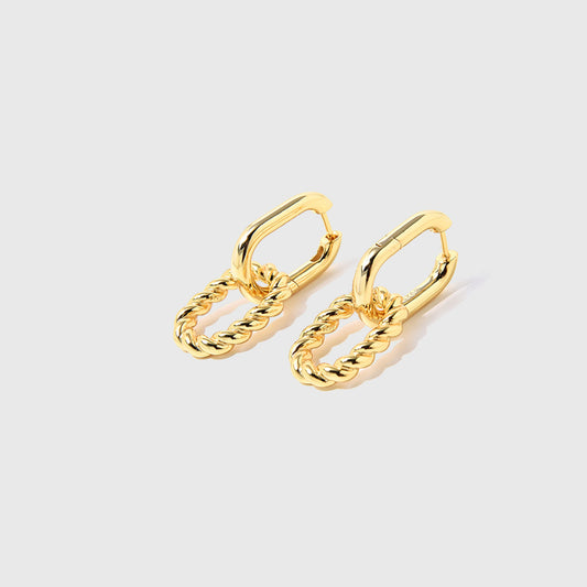 Gold Plated Double Ring Buckle Earrings