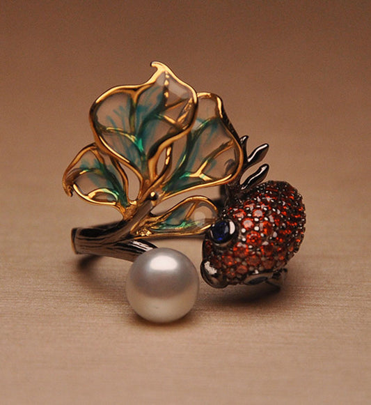 Fish Ring- Natural Pearl-gems