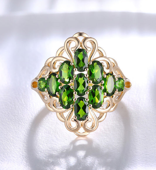 Gem Ring-Natural Chrome Diopside