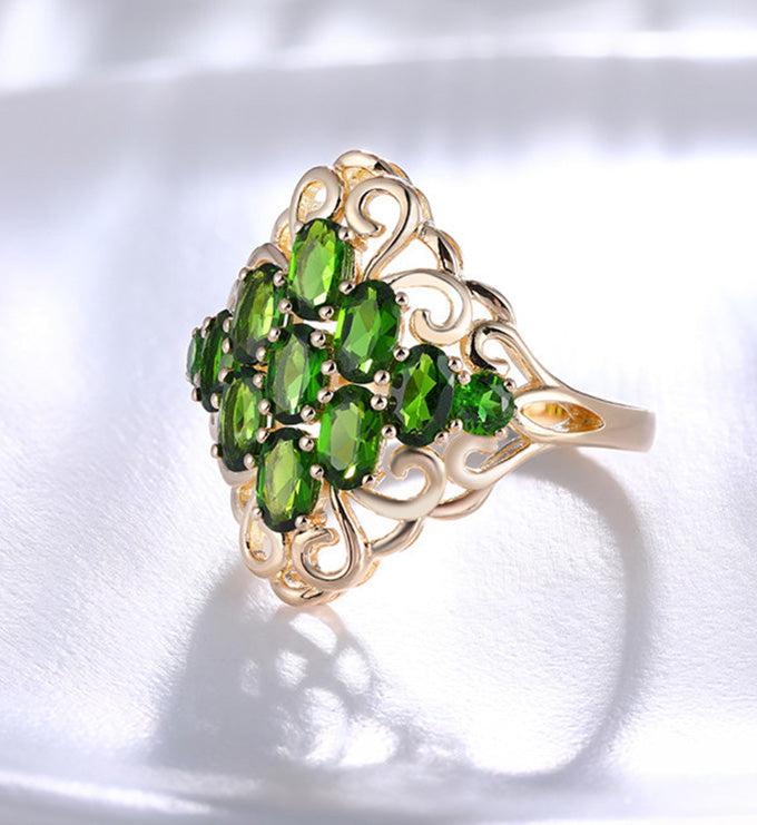 Gem Ring-Natural Chrome Diopside